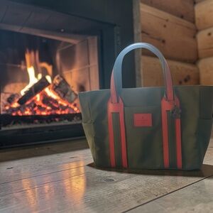 Lanvin Olive Green (Khaki) and Red Tote Bag